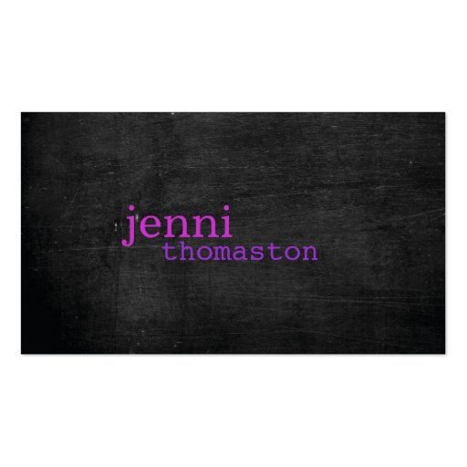 Black Wood Purple Typography Business Card (front side)