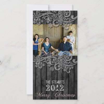 Black Wood Silver Country Photo Christmas Card Photo Greeting Card