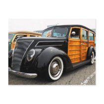 Black woodie car post cards
