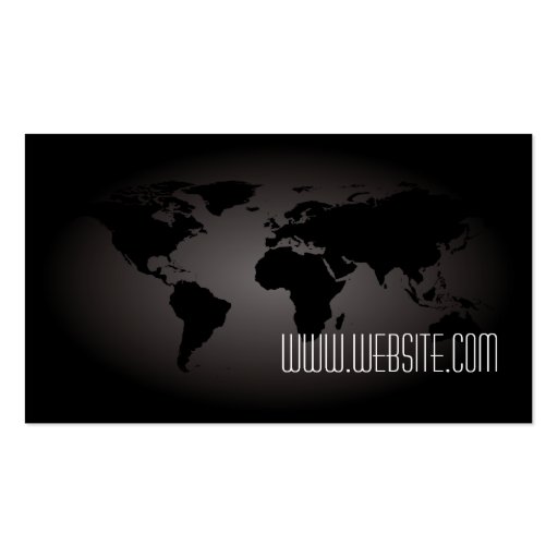 Black World Map Atlas Professional Business Card (front side)