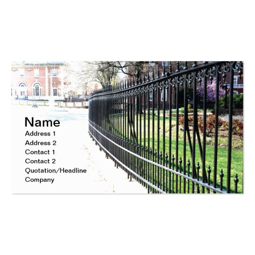 black wrought iron fence business cards