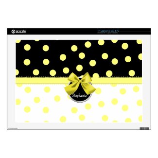 Black, Yellow and White Polka Dot Computer Skin