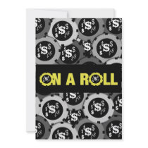 Black yellow casino gambling party custom announcement