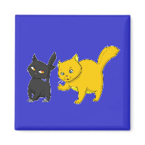 Black & Yellow Cat Magnet, Button & Keychain