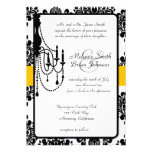 Black & Yellow Chandelier Damask Invitation
