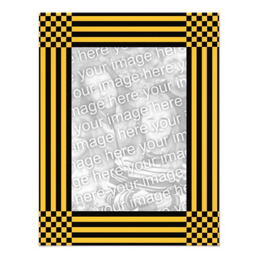 Black Yellow Checkers Stripes Graduation Party Invitations