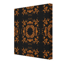 Black, Yellow copper Floral Damasks Retro Stretched Canvas Prints