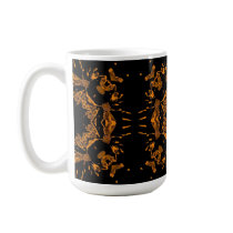 Black, Yellow copper Floral Damasks Retro Pattern Coffee Mugs