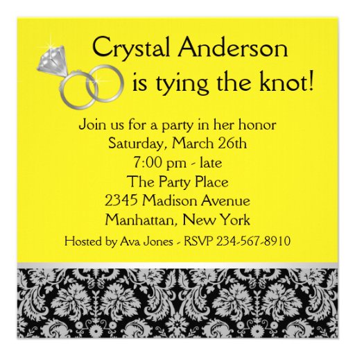 Black Yellow Damask Corset Bachelorette Party Custom Invite