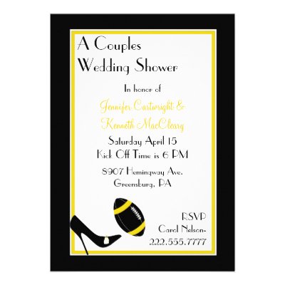 Black & Yellow Football Couples Wedding Shower Invite
