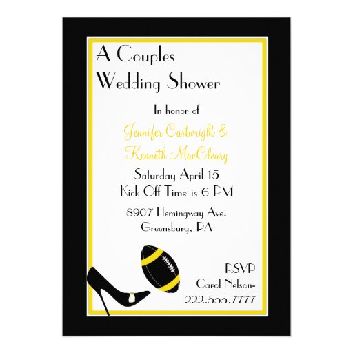 Black & Yellow Football Couples Wedding Shower Invite