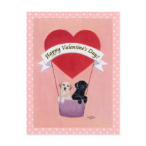 Black & Yellow Labradors Valentine's Day card postcards