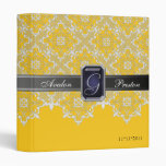 Black & Yellow Lace Jewel Monogram Wedding Binder