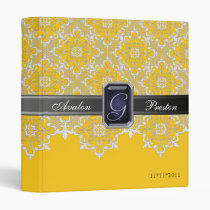 Black & Yellow Lace Jewel Monogram Wedding Binder