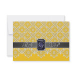 Black & Yellow Lace Jeweled RSVP Invitation