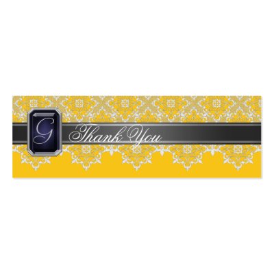 Black & Yellow Lace Jeweled Wedding Favor Tag Business Cards