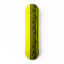Black & Yellow Paisley Skateboard Pro