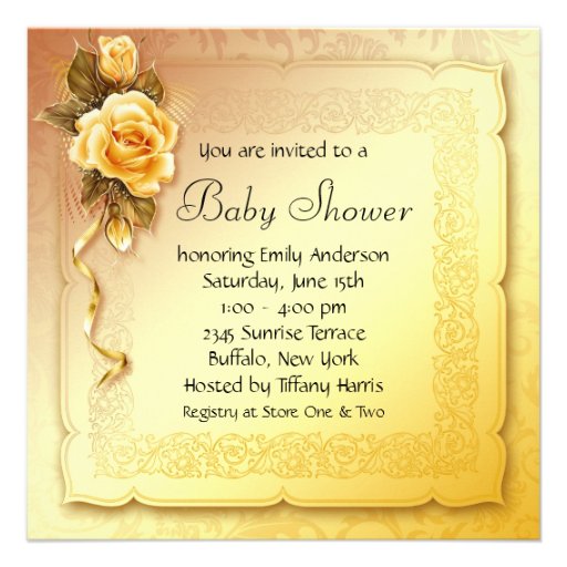 Black Yellow Rose Baby Shower Invitations