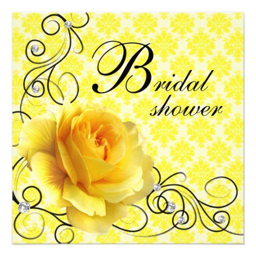 Black Yellow Rose Bridal Shower Invitations