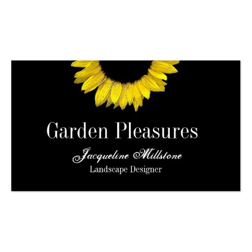 Black Yellow Sunflower Monogram Business Card