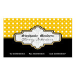 Black yellow white polka dot interiors business card template