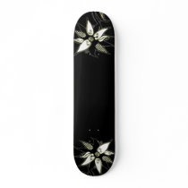 Black Yellow & White Swirly Flower by Naomi Custom Skateboard