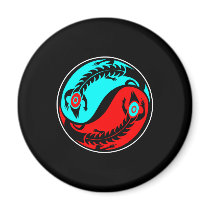 Black Yin Yang Tribal Lizards magnets by WhiteTiger_LLC Black Yin Yang Tribal Lizards magnets
