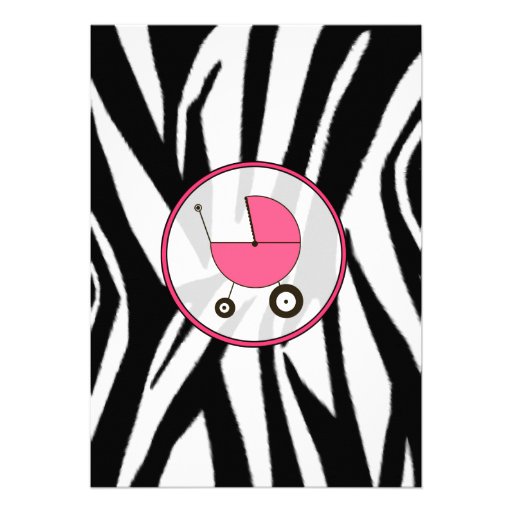 Black Zebra Print and Pink Baby Shower Invitation