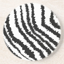 Black Zebra Print Pattern. Beverage Coaster