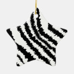 Black Zebra Print Pattern. Christmas Ornament