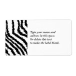 Black Zebra Print Pattern. Custom Shipping Label