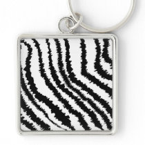 Black Zebra Print Pattern. Key Chains