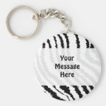 Black Zebra Print Pattern. Keychain