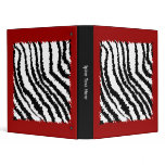 Black Zebra Print Pattern on Deep Red. 3 Ring Binders