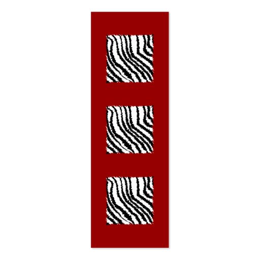 Black Zebra Print Pattern on Deep Red. Business Card (front side)