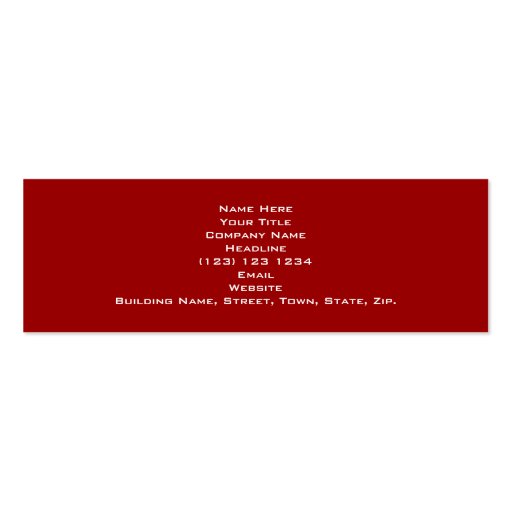 Black Zebra Print Pattern on Deep Red. Business Card (back side)