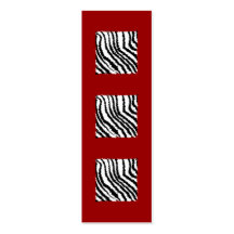 Black Zebra Print Pattern on Deep Red. Business Card