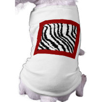 Black Zebra Print Pattern on Deep Red. Dog Tee