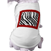 Black Zebra Print Pattern on Deep Red. Dog Tee