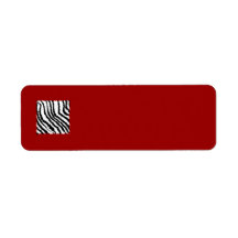 Black Zebra Print Pattern on Deep Red. Return Address Labels
