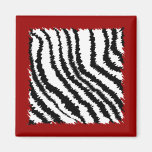 Black Zebra Print Pattern on Deep Red. Magnet