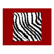 Black Zebra Print Pattern on Deep Red. Postcard