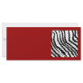 Black Zebra Print Pattern on Deep Red. Full Color Rack Card