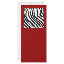 Black Zebra Print Pattern on Deep Red. Custom Rack Card
