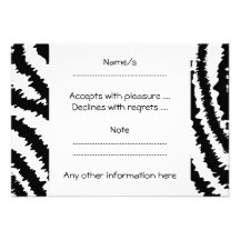 Black Zebra Print Pattern. Personalized Invitation