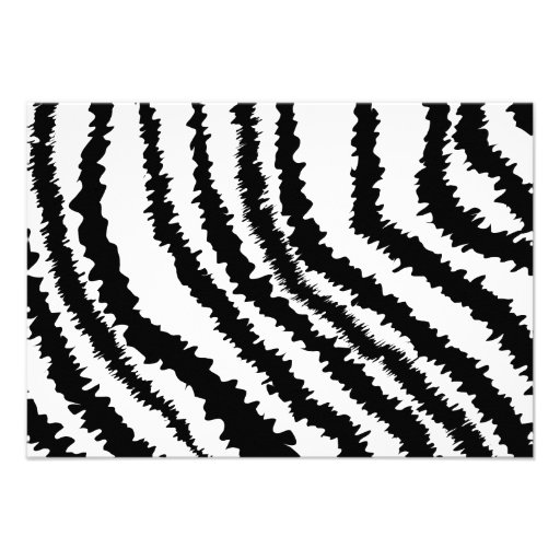 Black Zebra Print Pattern. Personalized Invitation