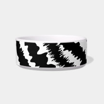Black Zebra Print Pattern. Cat Water Bowls