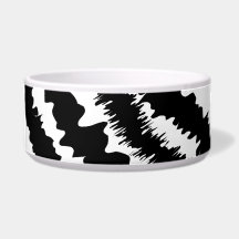 Black Zebra Print Pattern. Dog Water Bowl