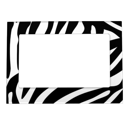 Black Zebra Print Pattern Picture Frame Magnet from Zazzle.