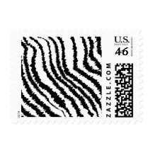 Black Zebra Print Pattern. Postage Stamps